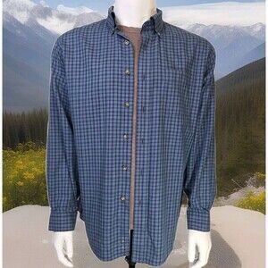 LL Bean Shirt Traditional Fit Lightweight Button Down Blue Plaid Men’s L
